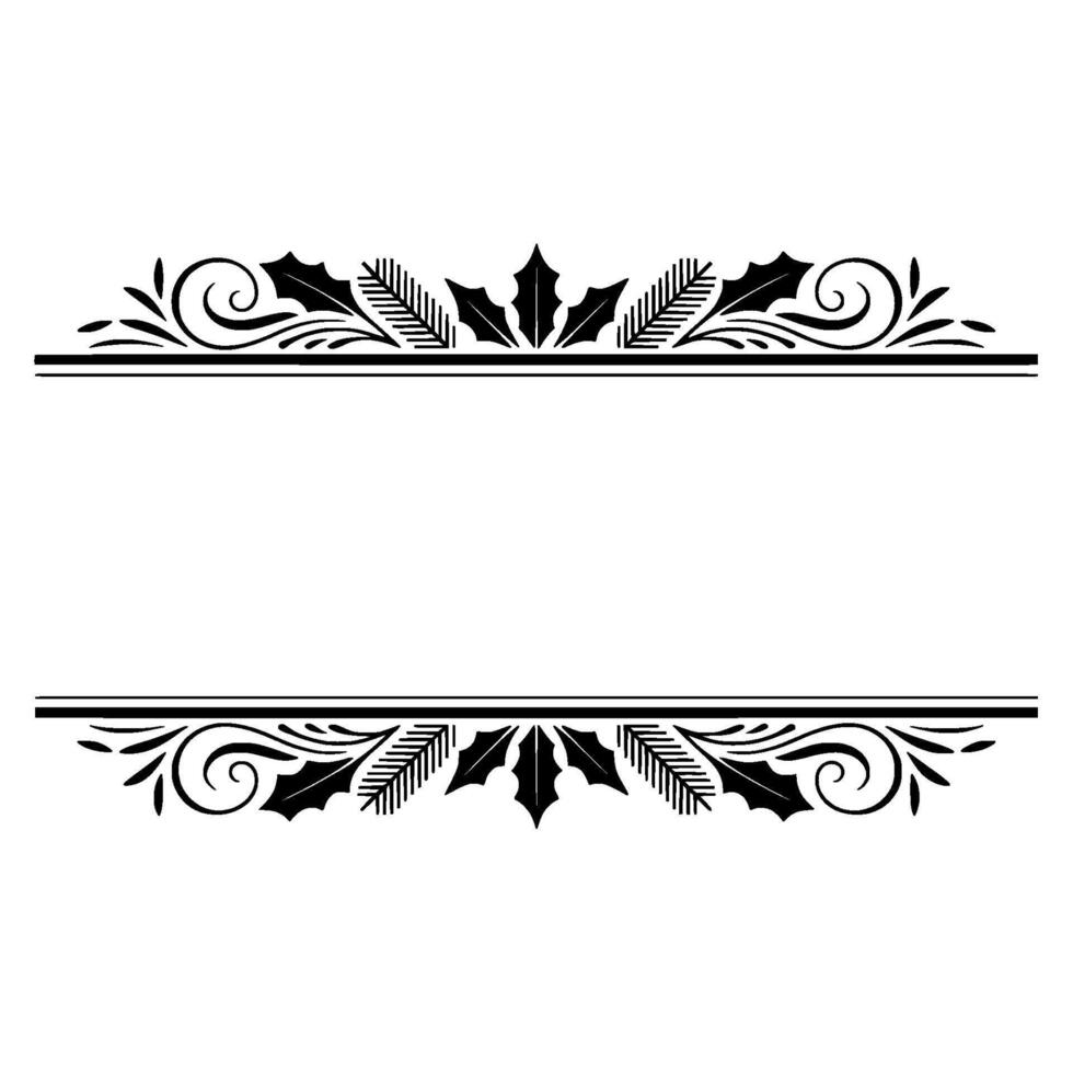 Elegant Black Floral Border, Vintage Element, Holly vector