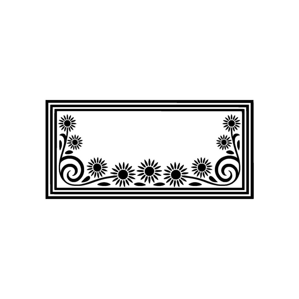 Elegant Floral Frame, Vintage Style, Minimalist, Swirls vector