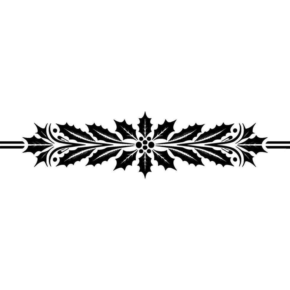 Elegant Holly Border, Vintage Festive, Symmetry vector
