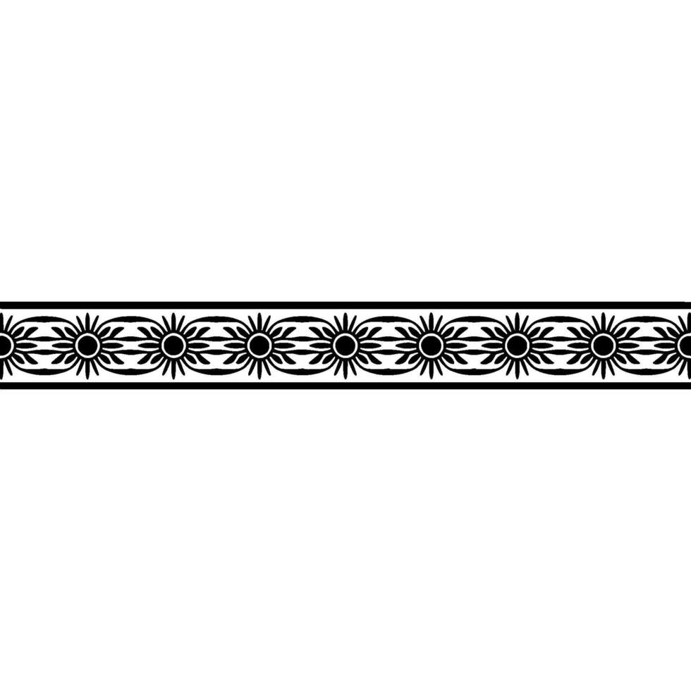 Geometric Black Border, Stylized Floral Pattern, Minimalist vector