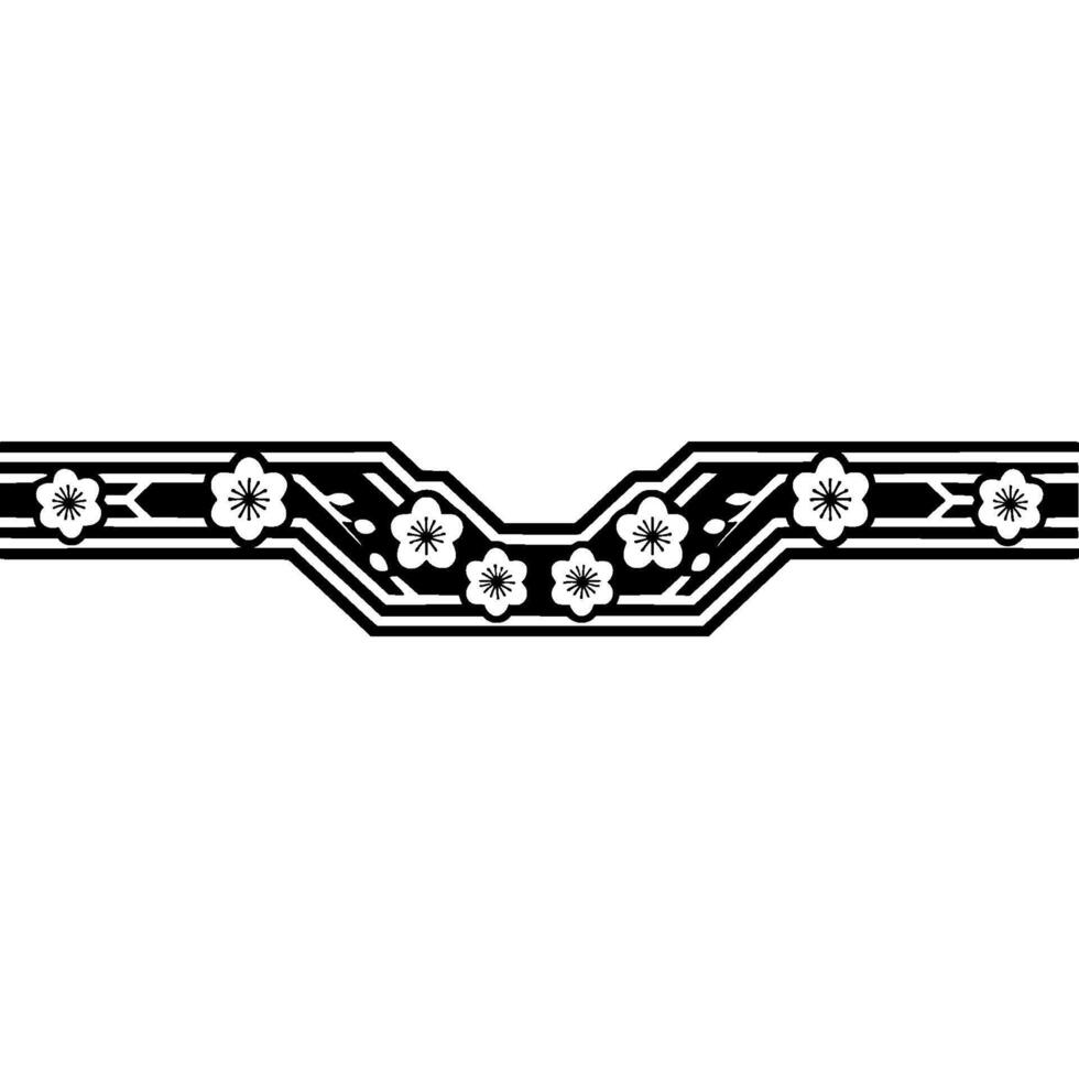 Elegant Japanese Blossom Border, Traditional, Geometric vector
