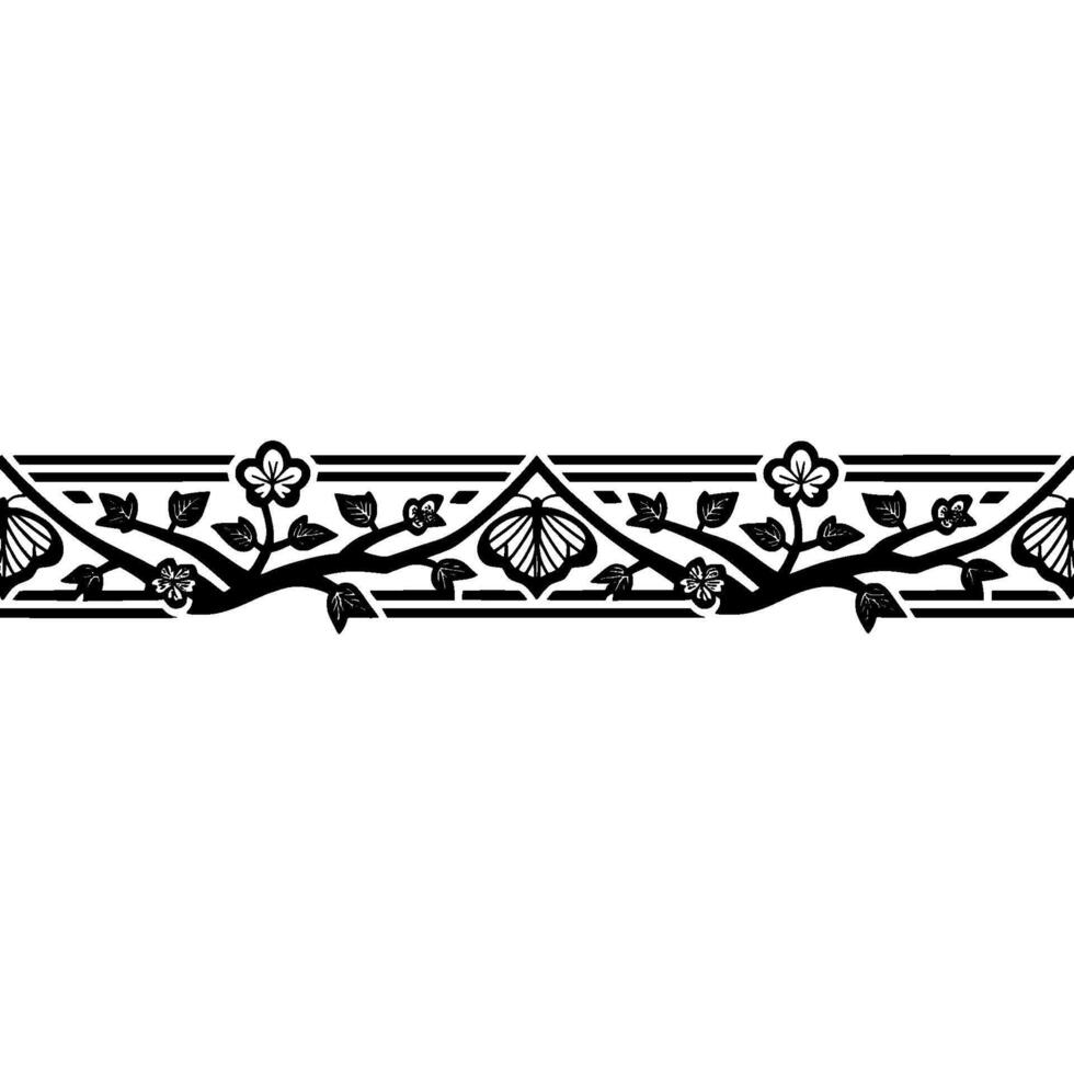 Elegant Japanese Branch Border, Vintage vector