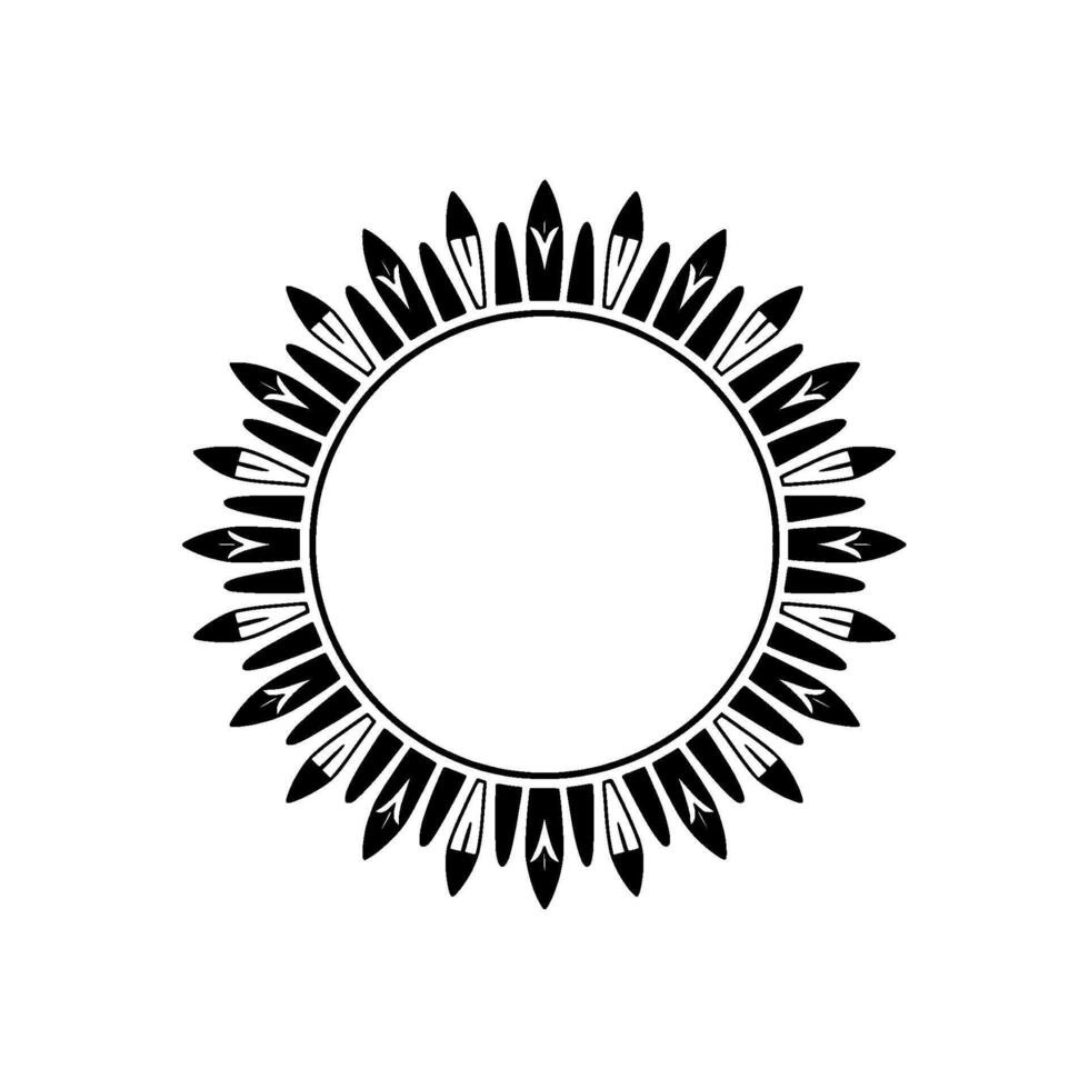 Geometric Sunburst, Minimalist , Circular Motif, Outline vector