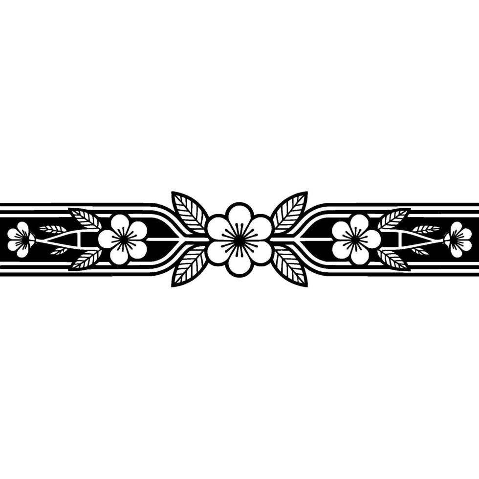 Elegant Japanese Floral Border, Vintage - Traditional vector