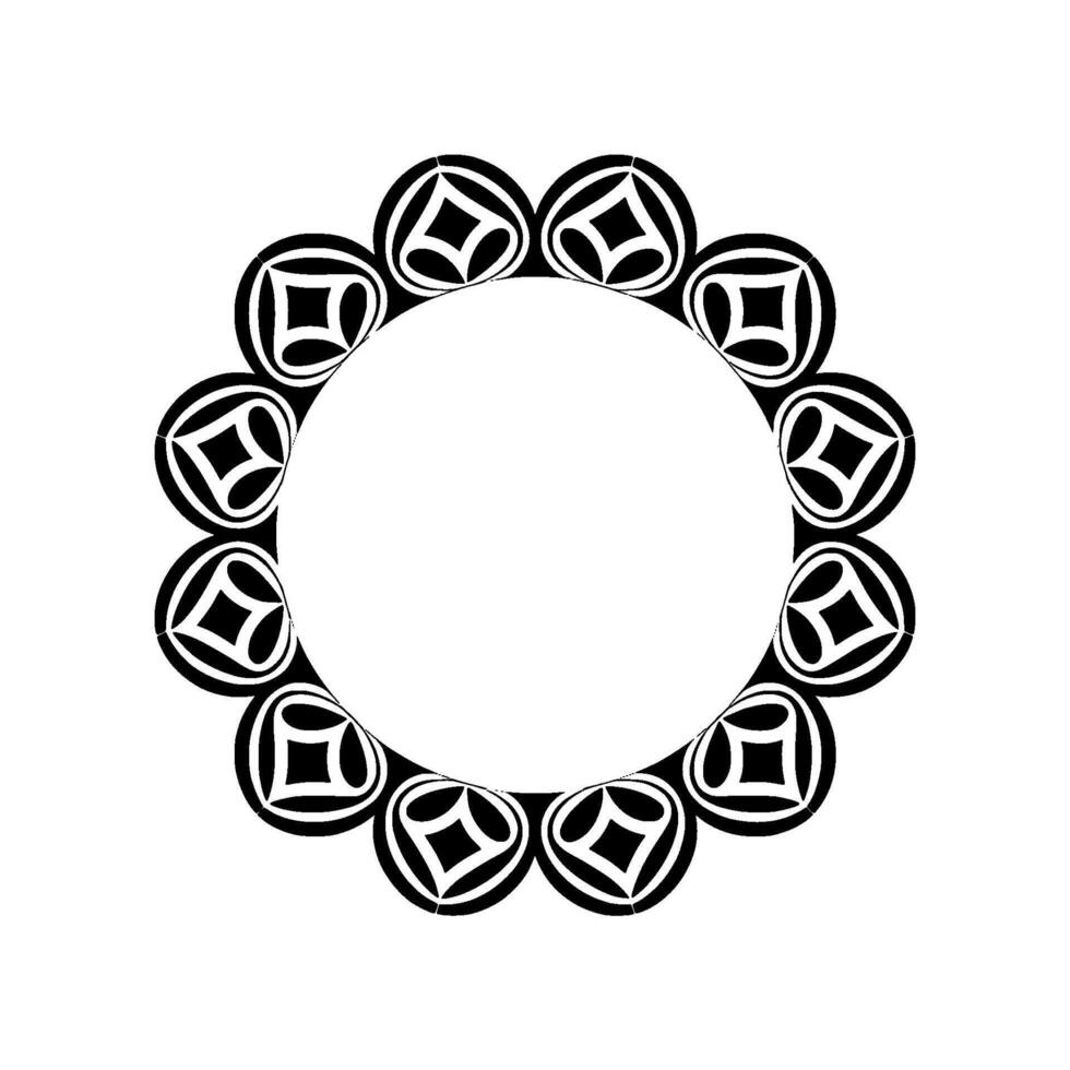Geometric Circle Frame, Minimalist , Black White vector
