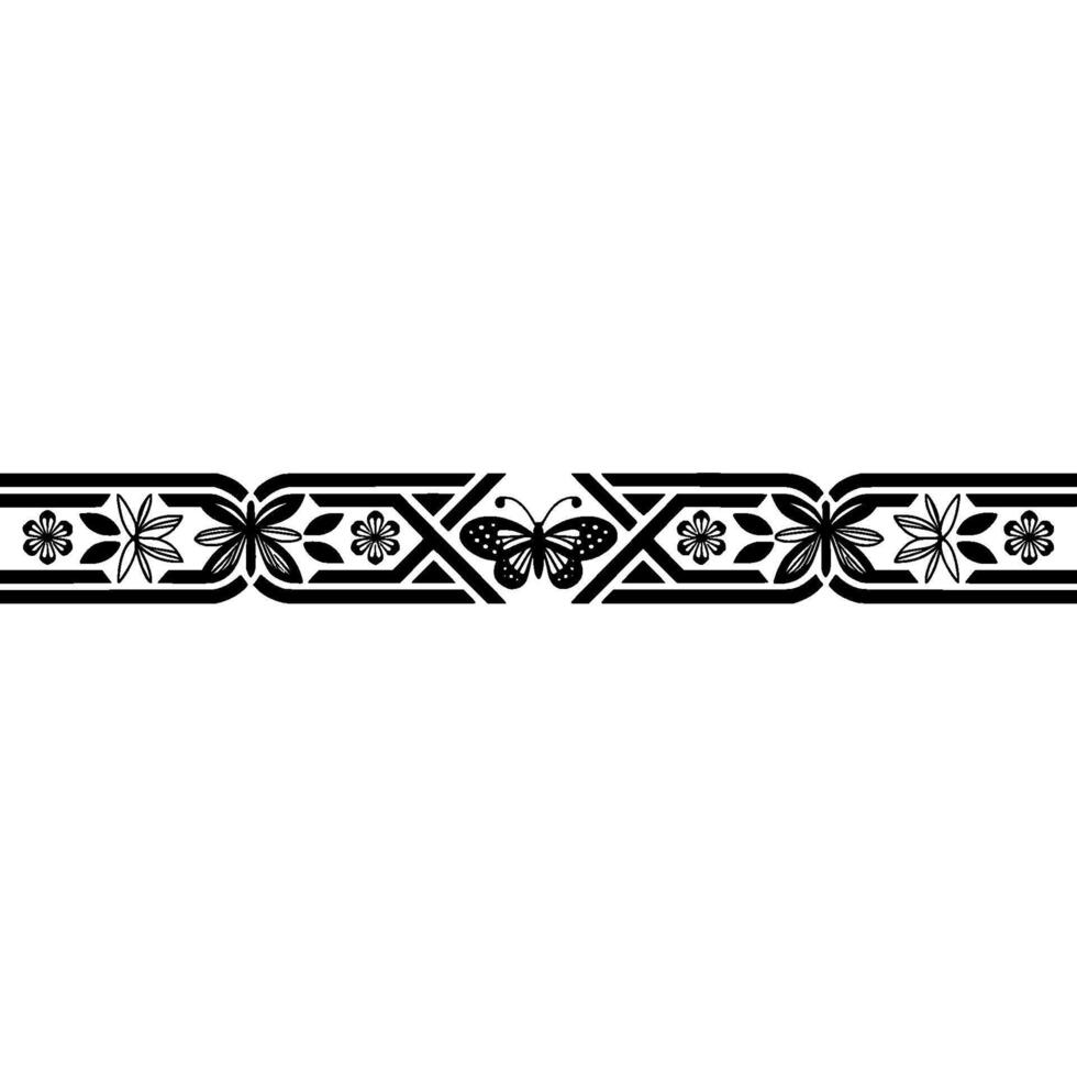 Intricate Black White Floral Border, Decorative Element vector