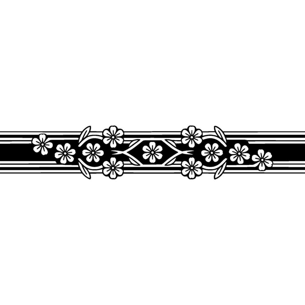 Elegant Floral Border, Vintage , Minimalist Aesthetic - Line vector
