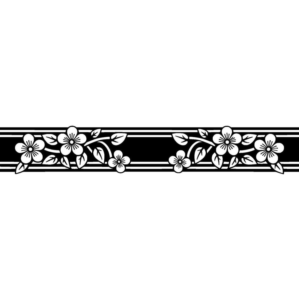 Elegant Floral Border, Japanese , Minimalist Aesthetic vector