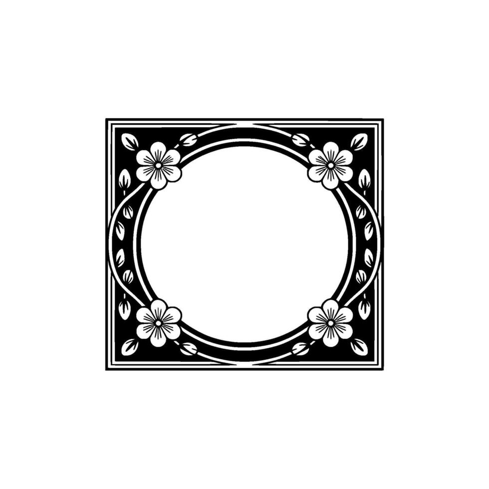 Elegant Floral Square Frame, Art Deco Style vector
