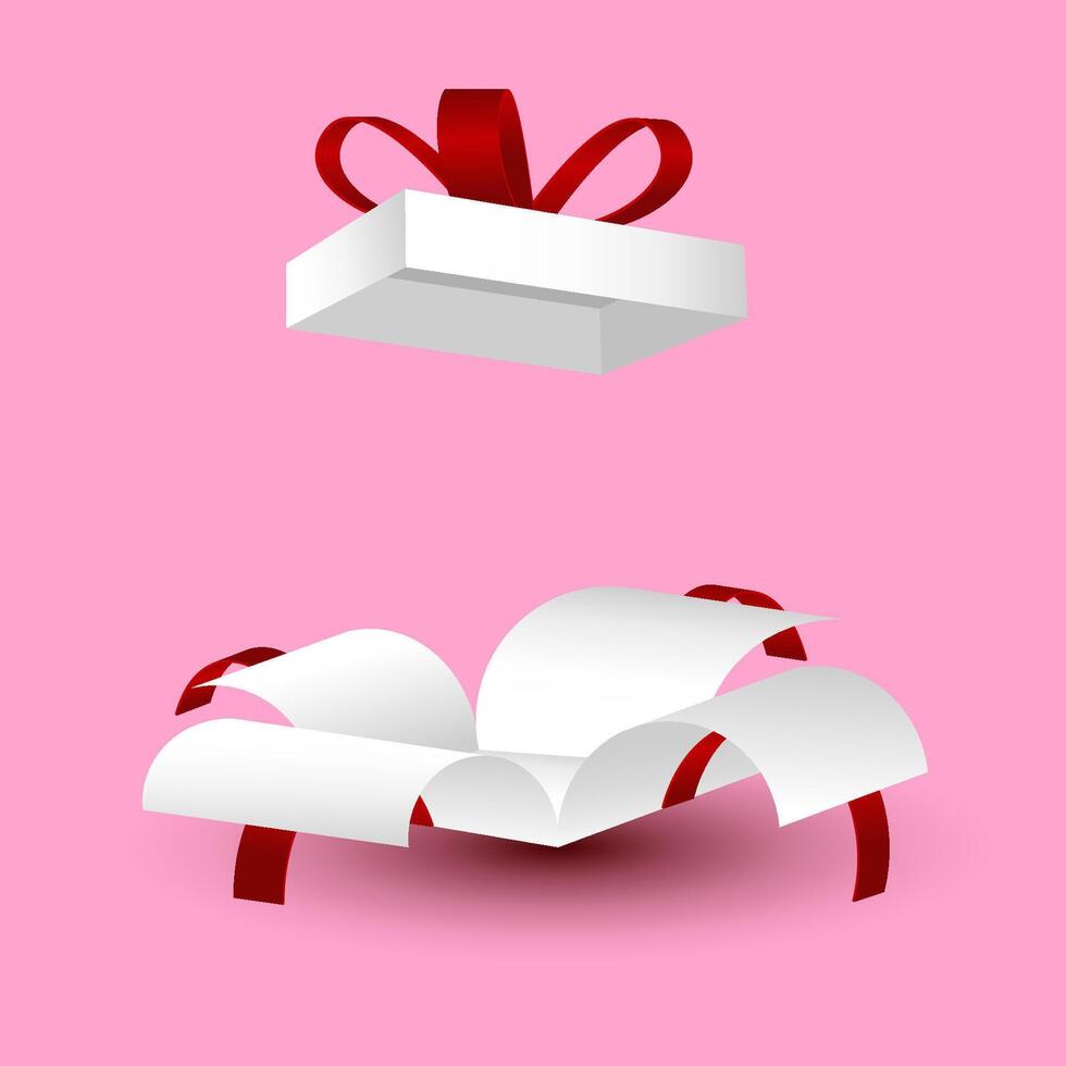 open box with red ribbon. gift design element, promotion, advertising vector
