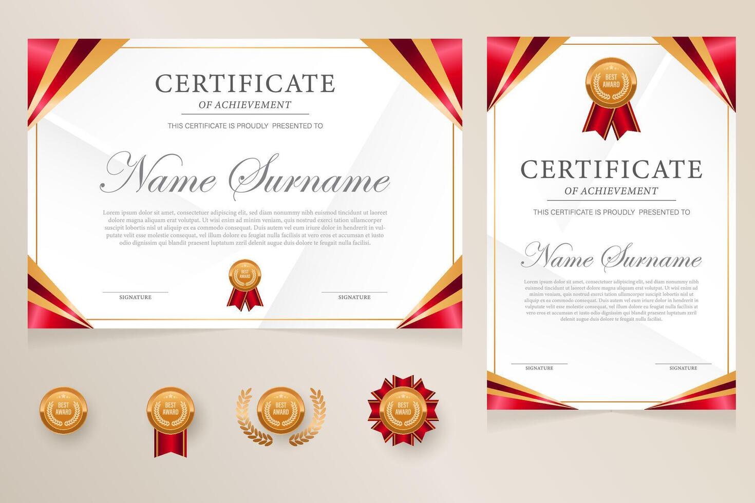 Certificate of Achievement with ribbons vector