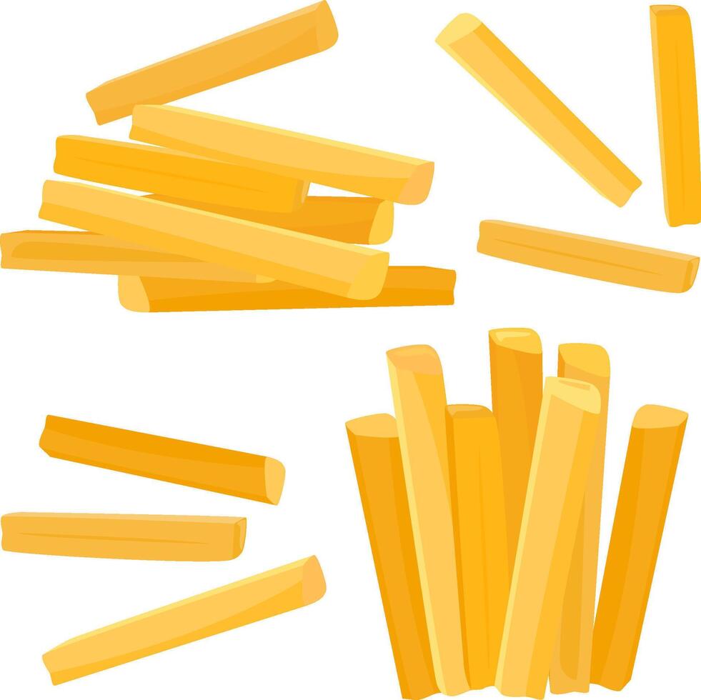 assorted golden French fries vector