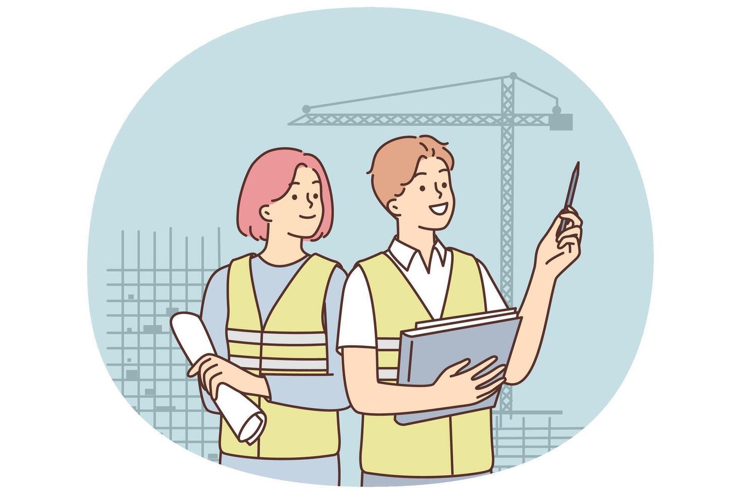 Architects discussing construction plans vector