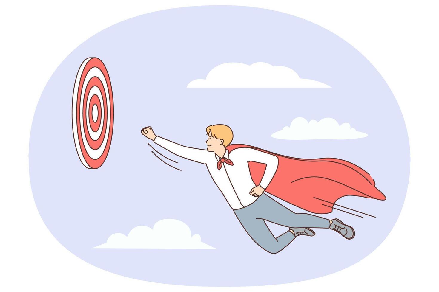 Superhero flying towards a target vector