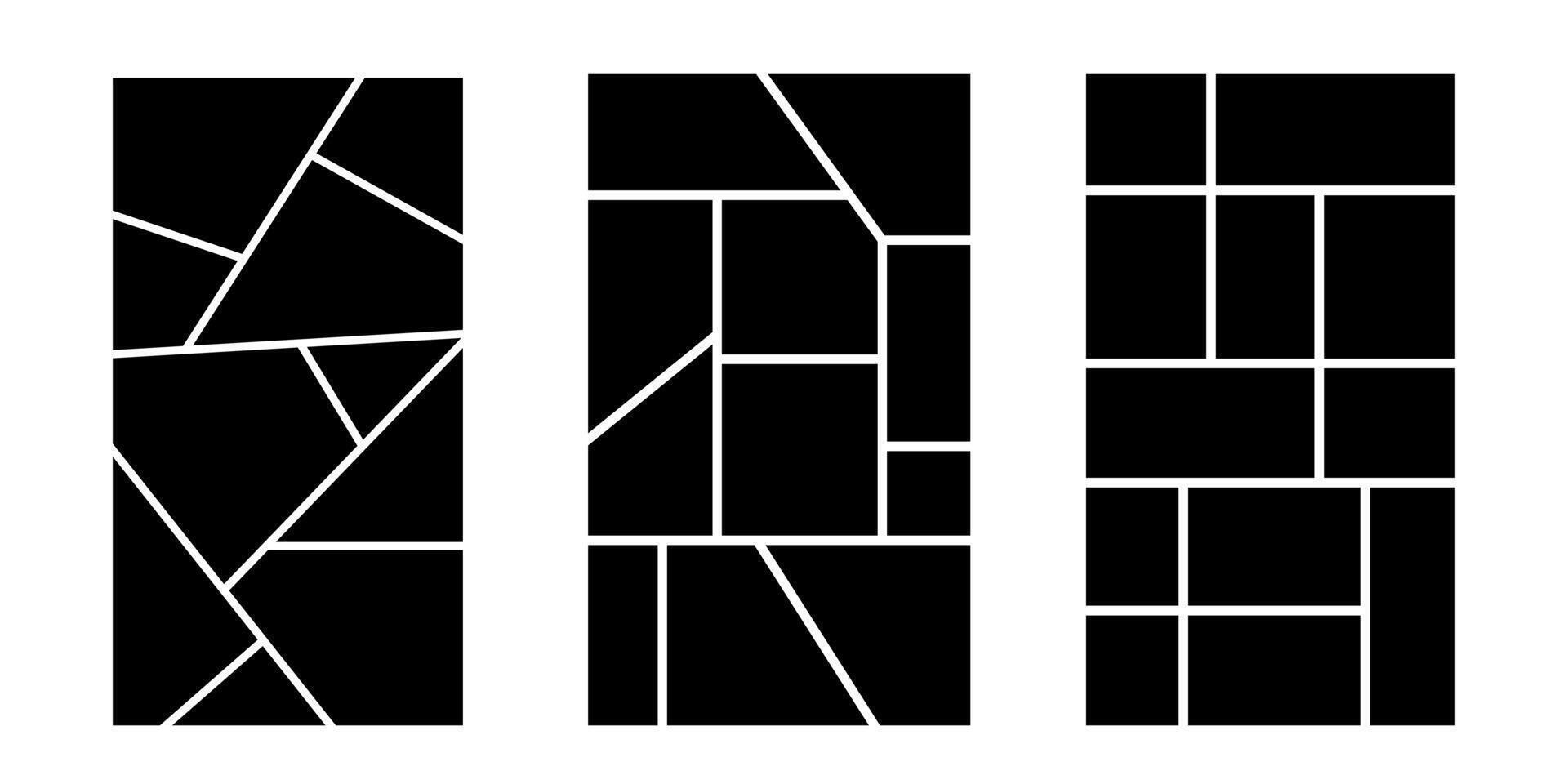 Template layout for photo and picture frame in a mosaic collage style. Use this background board or album for flyer, poster, or book panel. Fits cartoon or anime display perfectly. vector