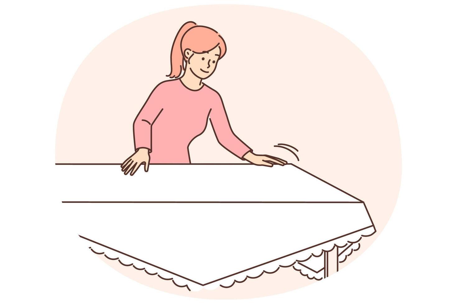 Woman arranging a table setting vector