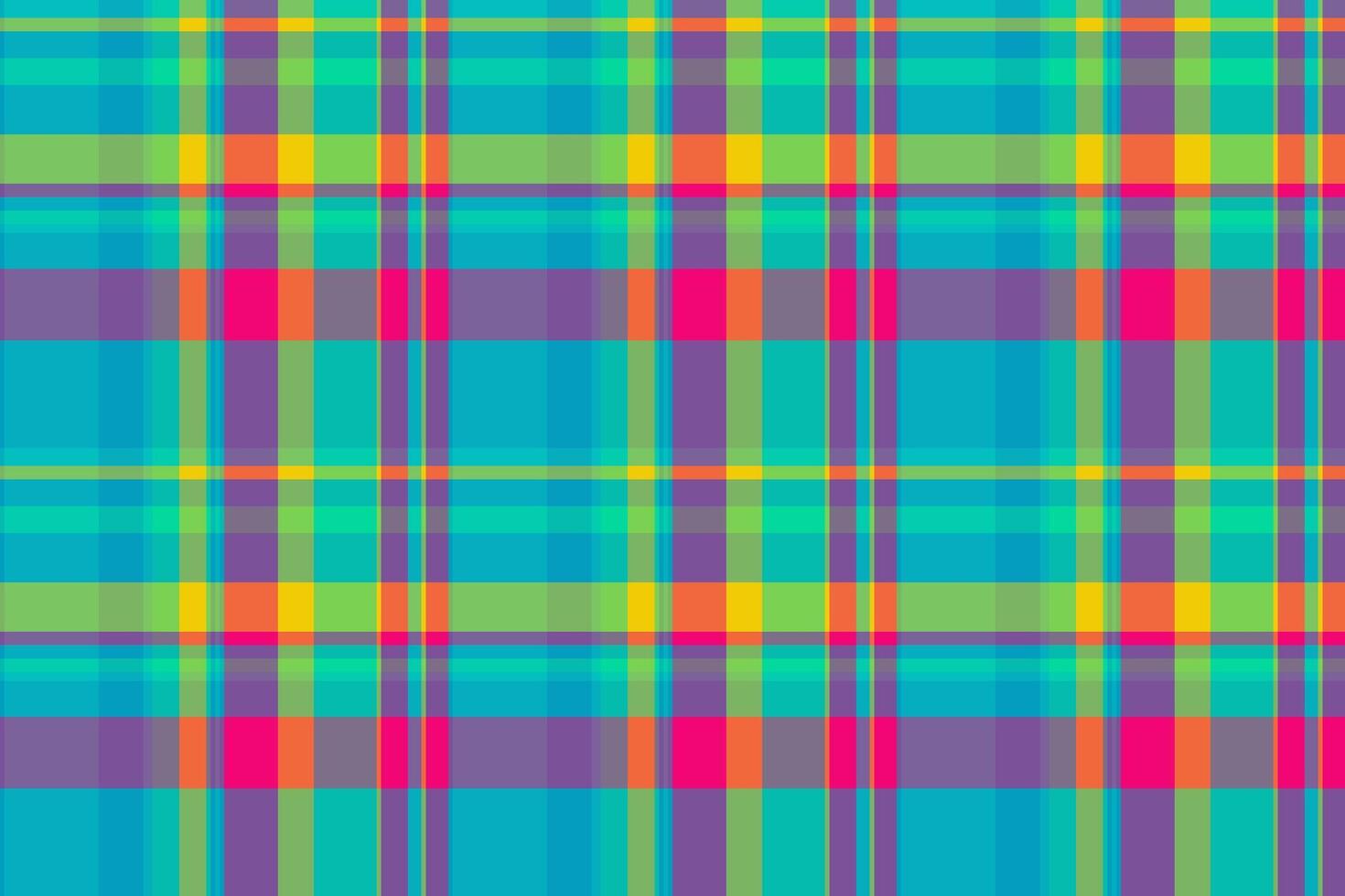 Vibrant, colorful plaid pattern. Perfect for textile designs, website backgrounds, or playful branding. This cheerful, intersecting lines design evokes energy and optimism. vector