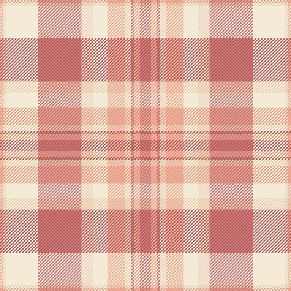 Subtle peach and dusty rose plaid pattern. Perfect for textile design, fashion, home decor, and website backgrounds. Evokes a feeling of warmth and comfort. Seamless repeat design for versatile use. vector