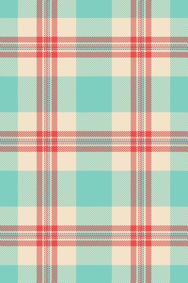 Multicolored tartan plaid texture, intense textile pattern . Manufacture fabric seamless background check in light and teal colors. vector