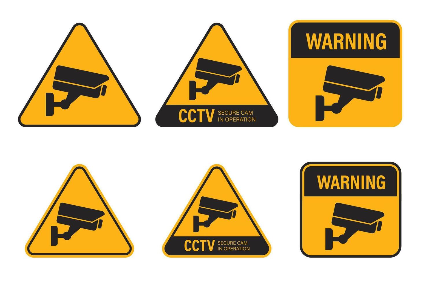 Security camera icon, surveillance, cctv sign. Yellow square indicating camera operation. Warning monitoring, safety home protection system. Fixed CCTV, Security Camera Icon vector