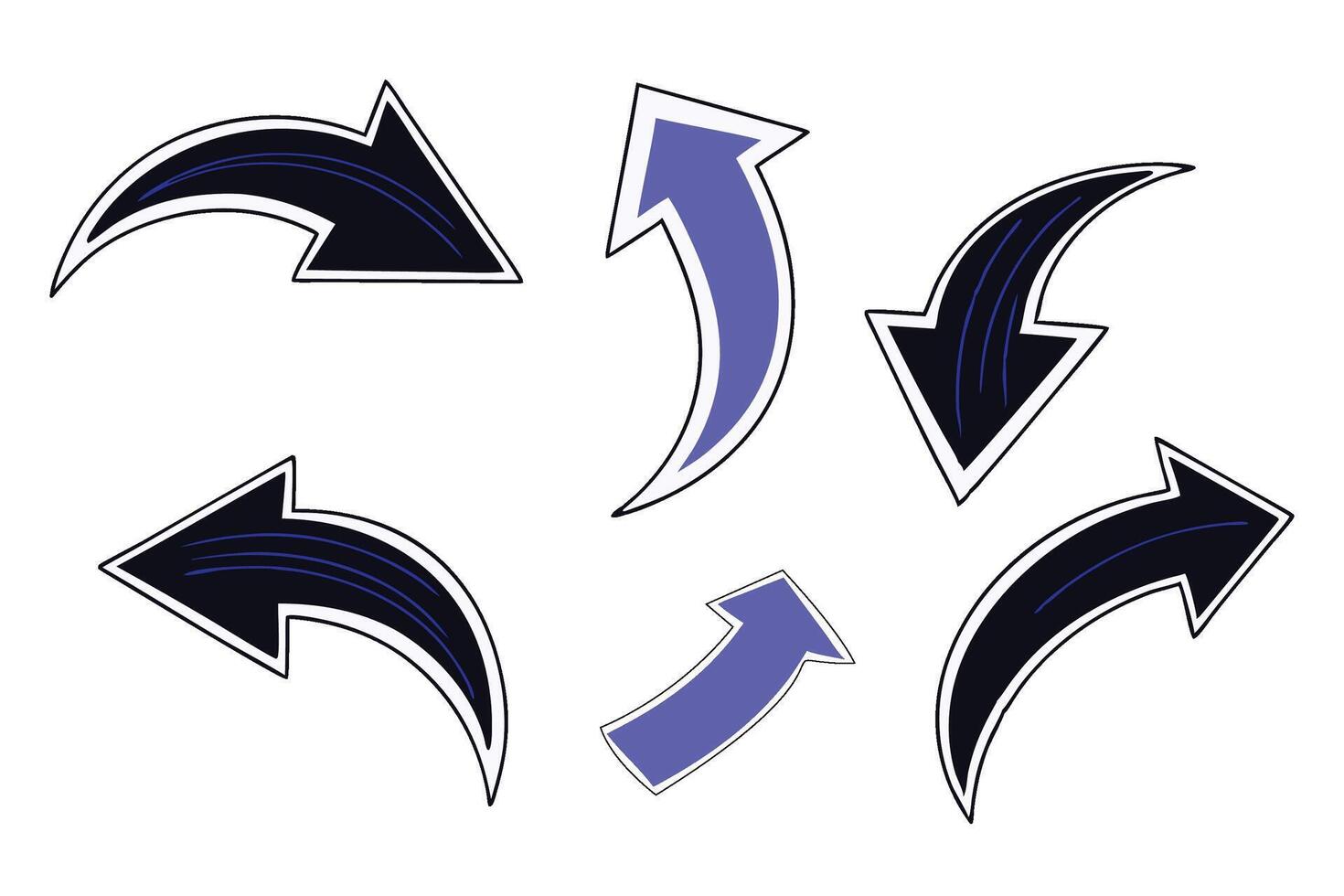 Curved Arrow Pack Bold Black and Blue Direction Icons for UI and Infographics vector