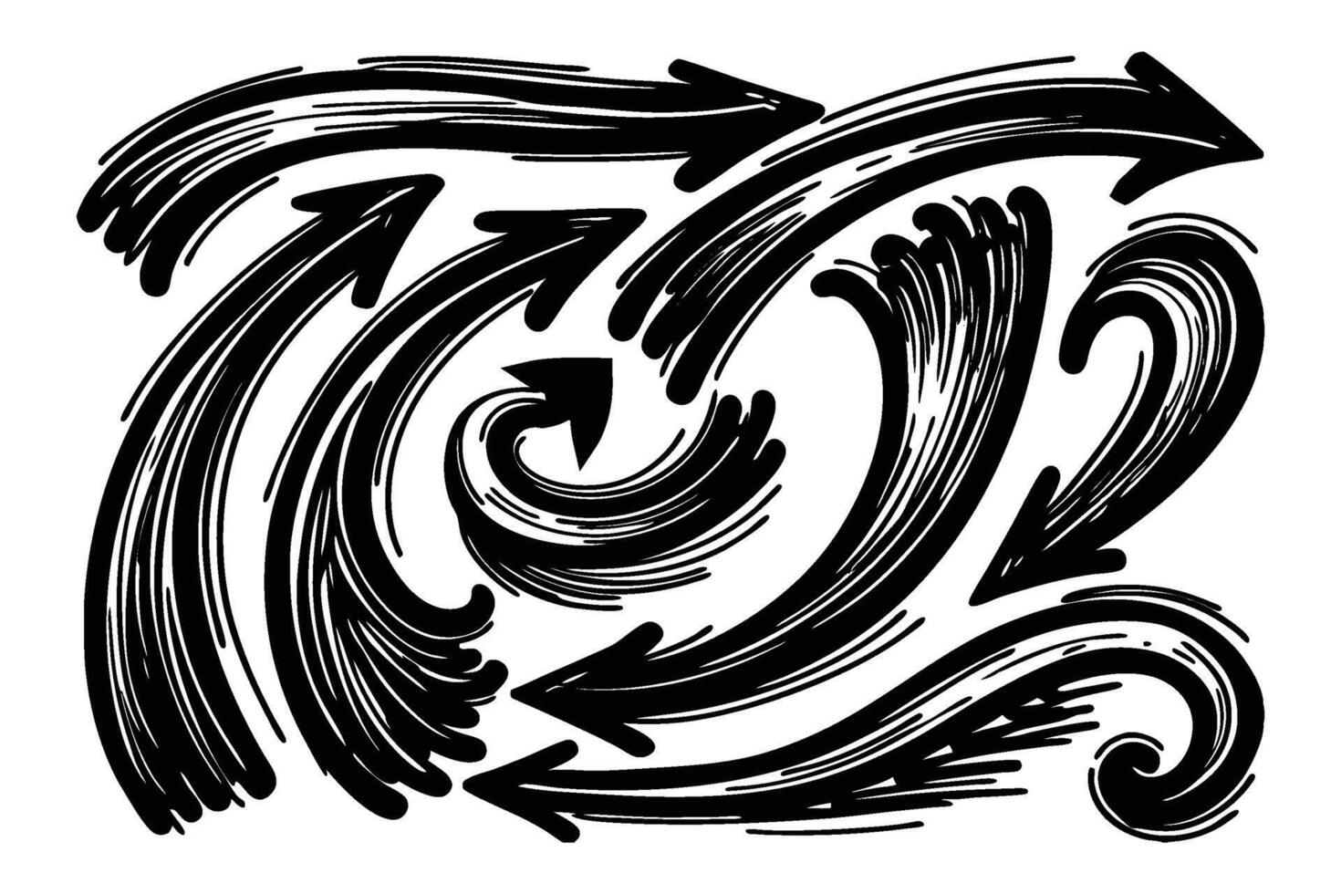 Expressive Brush Stroke Arrows Artistic Icons for Bold Motion and Direction Design vector