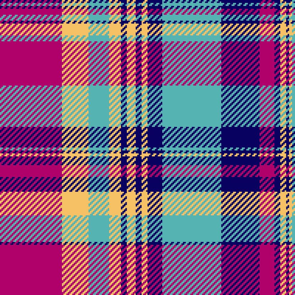 Vibrant, modern plaid pattern in teal, fuchsia, and gold. Perfect for textile design, fashion, or website backgrounds. This bold, geometric texture evokes a sense of energy and style. vector
