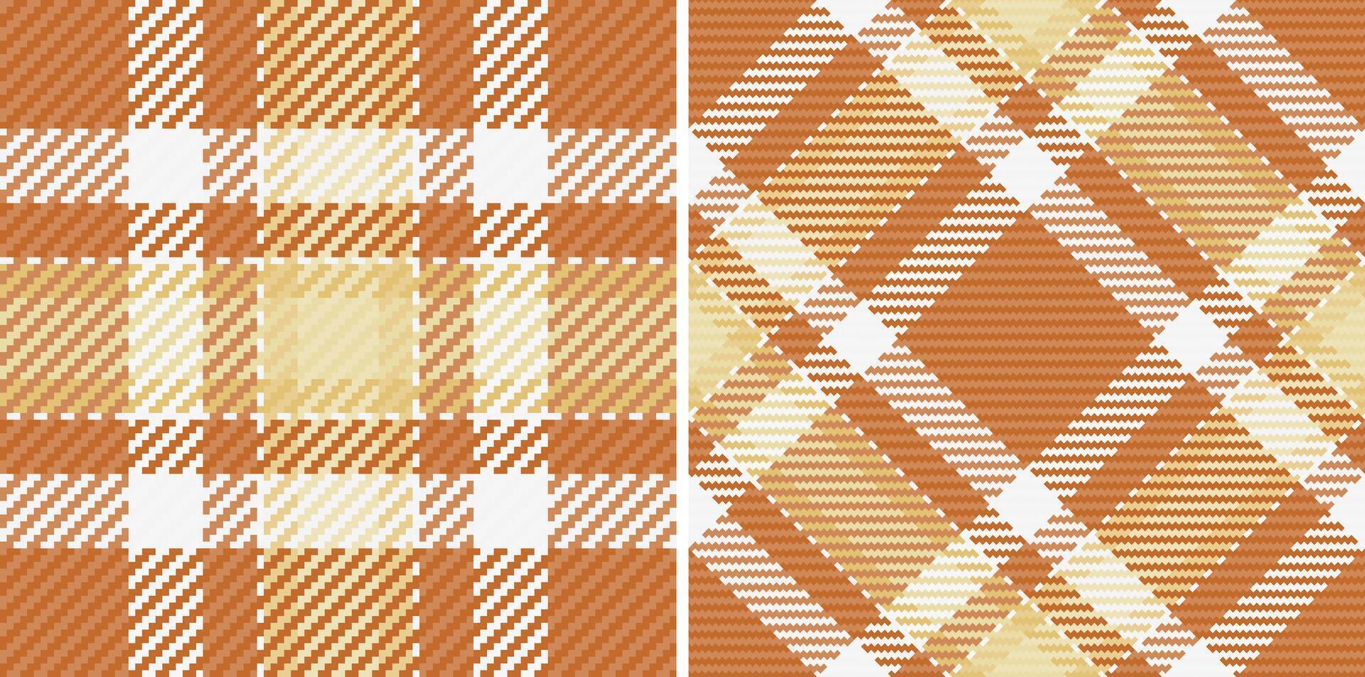 Two seamless autumnal plaid patterns in warm earth tones. Perfect for fallthemed designs, textile prints, and website backgrounds. vector