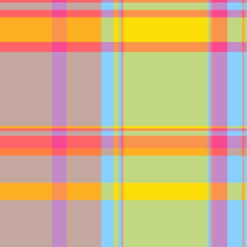 Vibrant pastel plaid pattern. Perfect for textile designs, websites, or cheerful backgrounds. This cheerful, intersecting lines graphic evokes feelings of joy and spring. vector