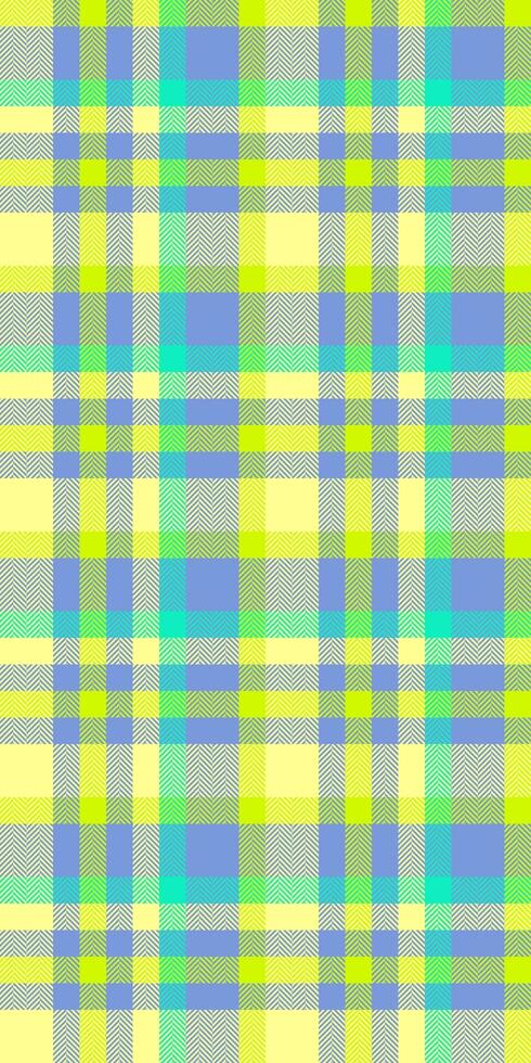 Vibrant pastel plaid pattern in yellow, light blue, and lime green. Perfect for textile design, website backgrounds, or cheerful branding. vector