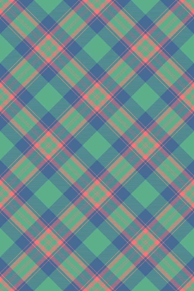 Vibrant teal and coral plaid pattern. Perfect for textile design, fashion, or website backgrounds. This seamless design offers a fresh, modern take on a classic style. vector