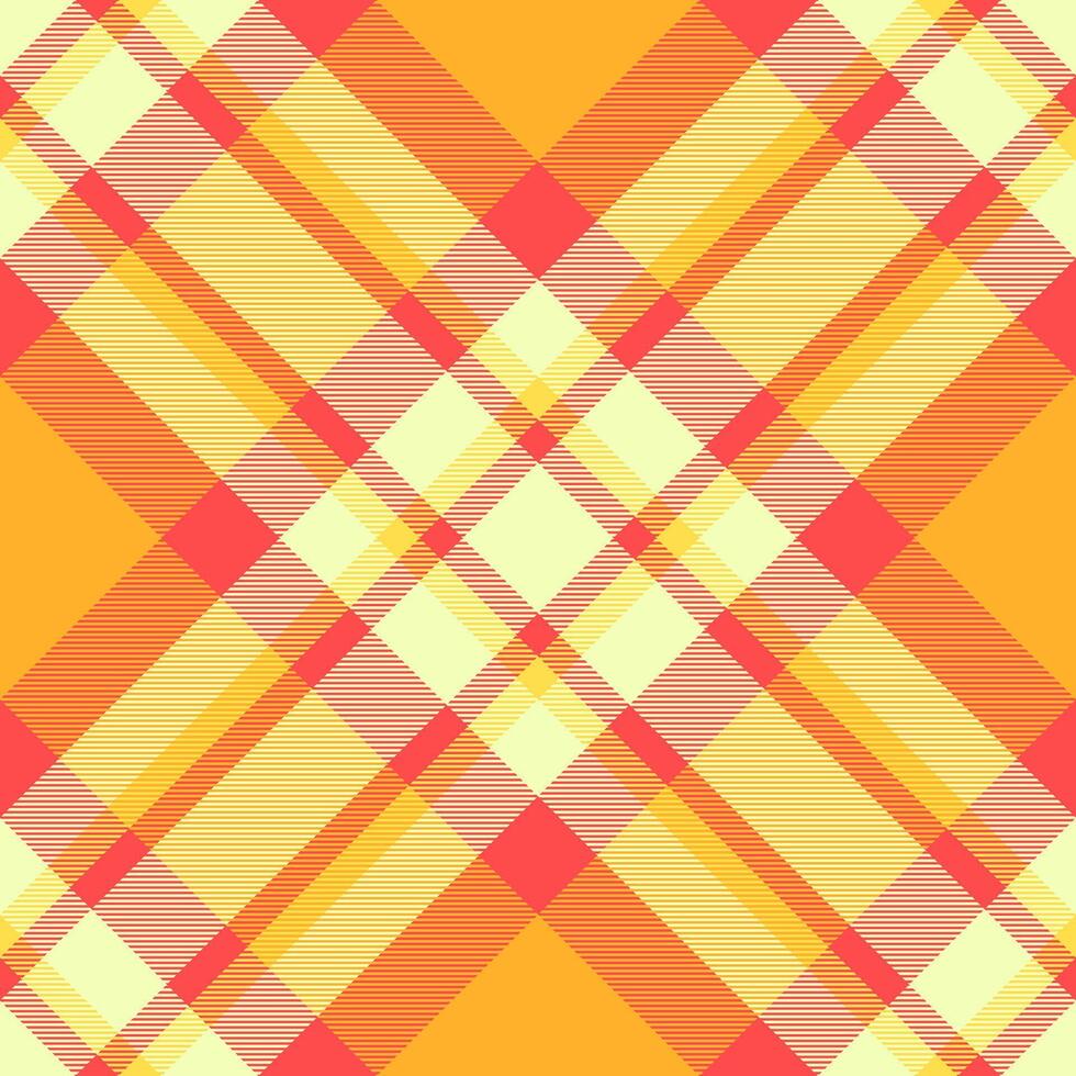 Vibrant tartan pattern featuring intersecting bands of warm colors. Great for backgrounds, textiles, and festive designs conveys tradition with a modern twist. vector
