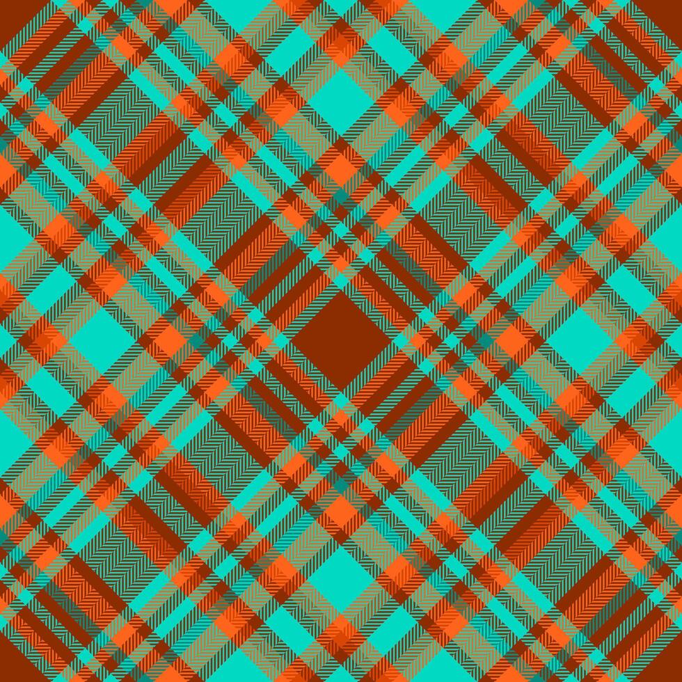 Vibrant teal and burnt orange plaid pattern. Perfect for textile design, website backgrounds, or fashion projects. vector