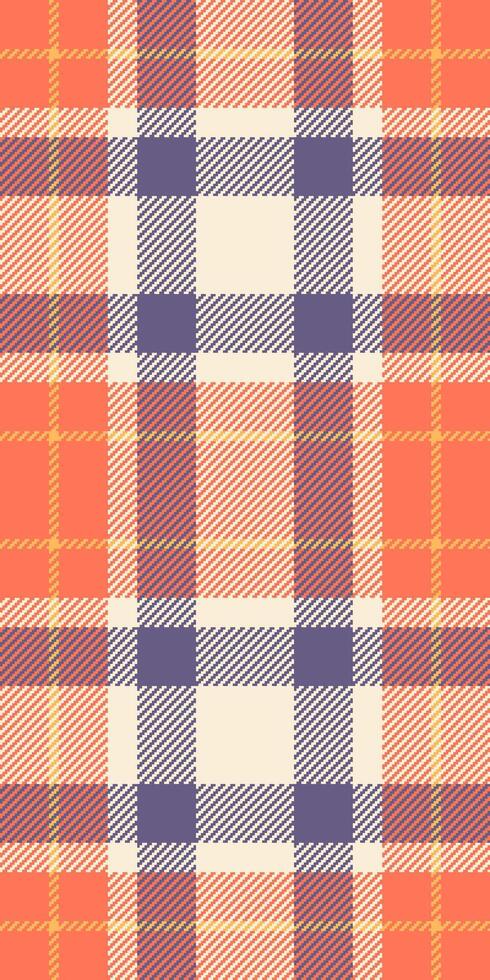 Styled pattern background textile, geometric tartan fabric plaid. Picnic texture seamless check in red and papaya whip colors. vector