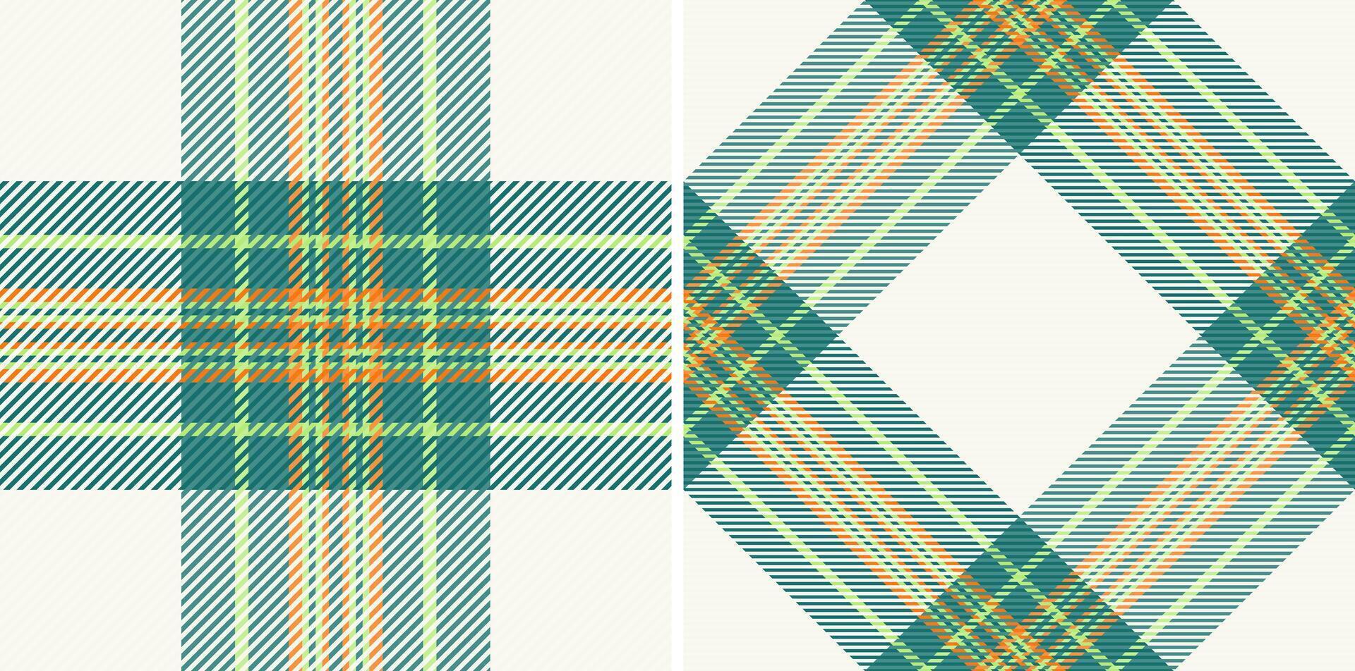 Stylish pastel plaid patterns in teal, orange, and pale green. Perfect for textile design, web backgrounds, or crafting projects. These versatile designs offer a fresh, modern take on classic plaid. vector