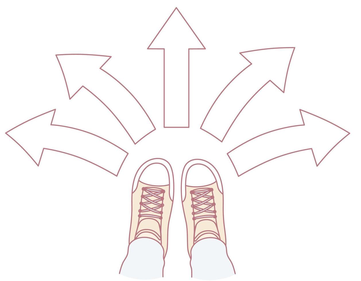 An Illustration Depicting Directional Choices and Pathways We Take in Life Journey vector