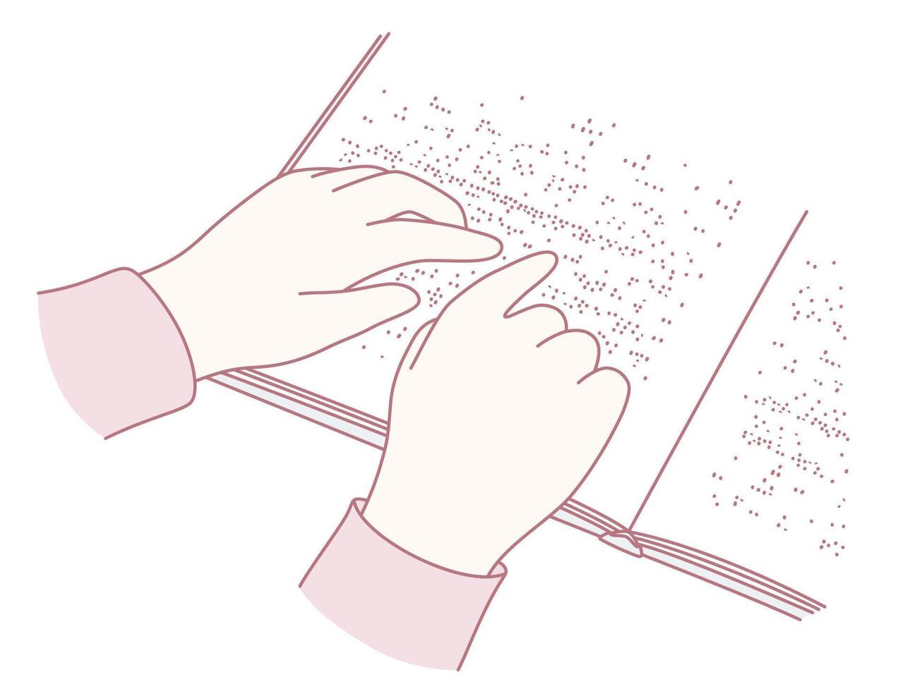 Hands reading Braille text on a book vector