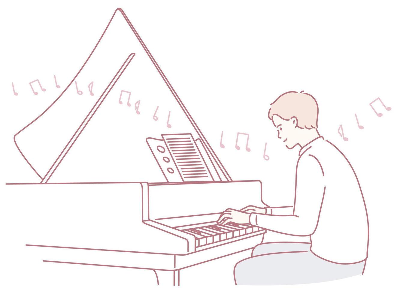 Boy playing piano vector
