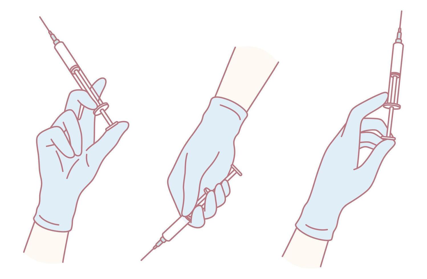 Hand holding a syringe vector