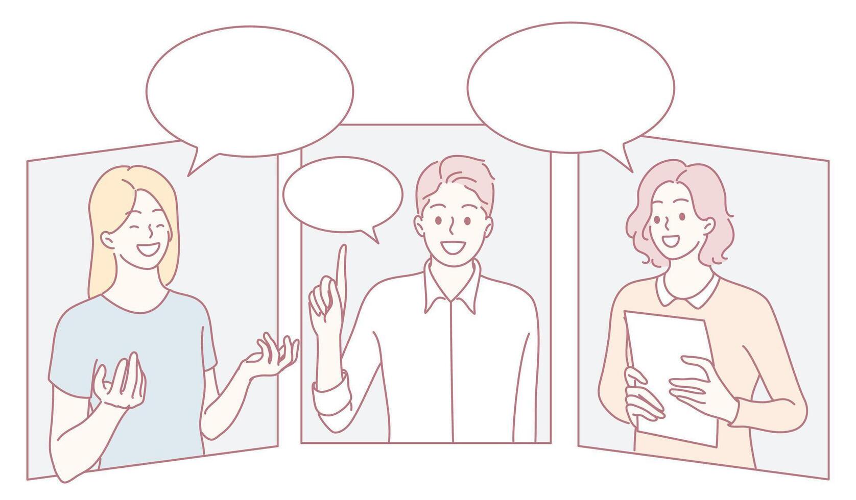 Three people having a conversation vector