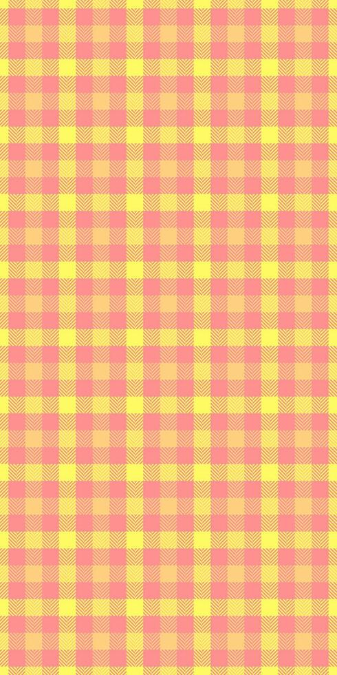 Teen textile texture, serene background check fabric. Gorgeous plaid seamless pattern tartan in red and laser lemon colors. vector