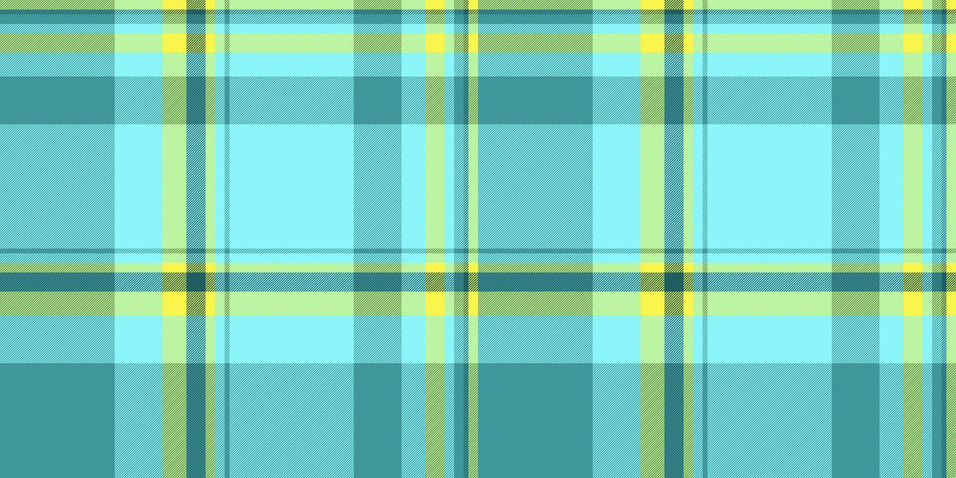 Vibrant teal and yellow plaid pattern. Perfect for textile design, website backgrounds, or cheerful branding. This cheerful, seamless texture evokes feelings of summer and optimism. vector