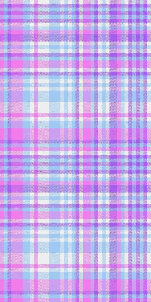 Coat pattern seamless check, row texture fabric tartan. Outfit plaid textile background in violet and cyan colors. vector