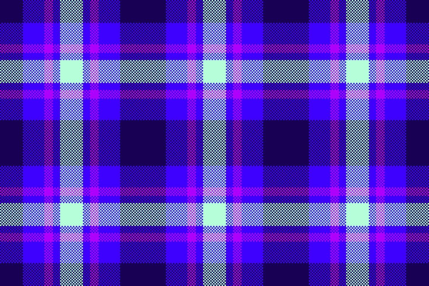 Vibrant, geometric pattern of intersecting lines in shades of blue, purple, and light green, creating a modern plaid or tartan texture. Great for backgrounds or textiles. vector