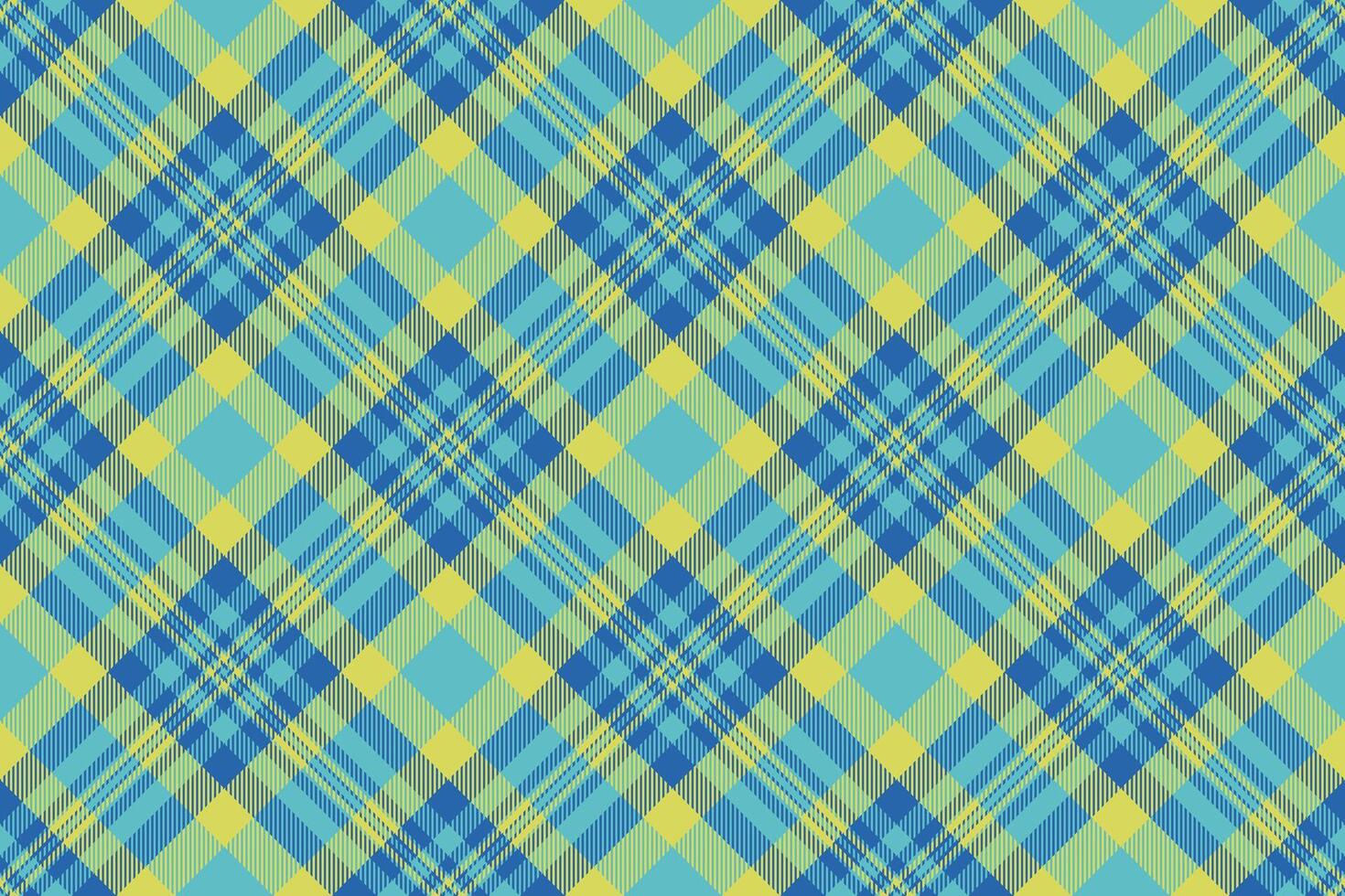 Vibrant blue and yellow plaid pattern. Perfect for textile design, fashion, website backgrounds, or scrapbooking projects. This cheerful, seamless texture evokes feelings of summer and optimism. vector