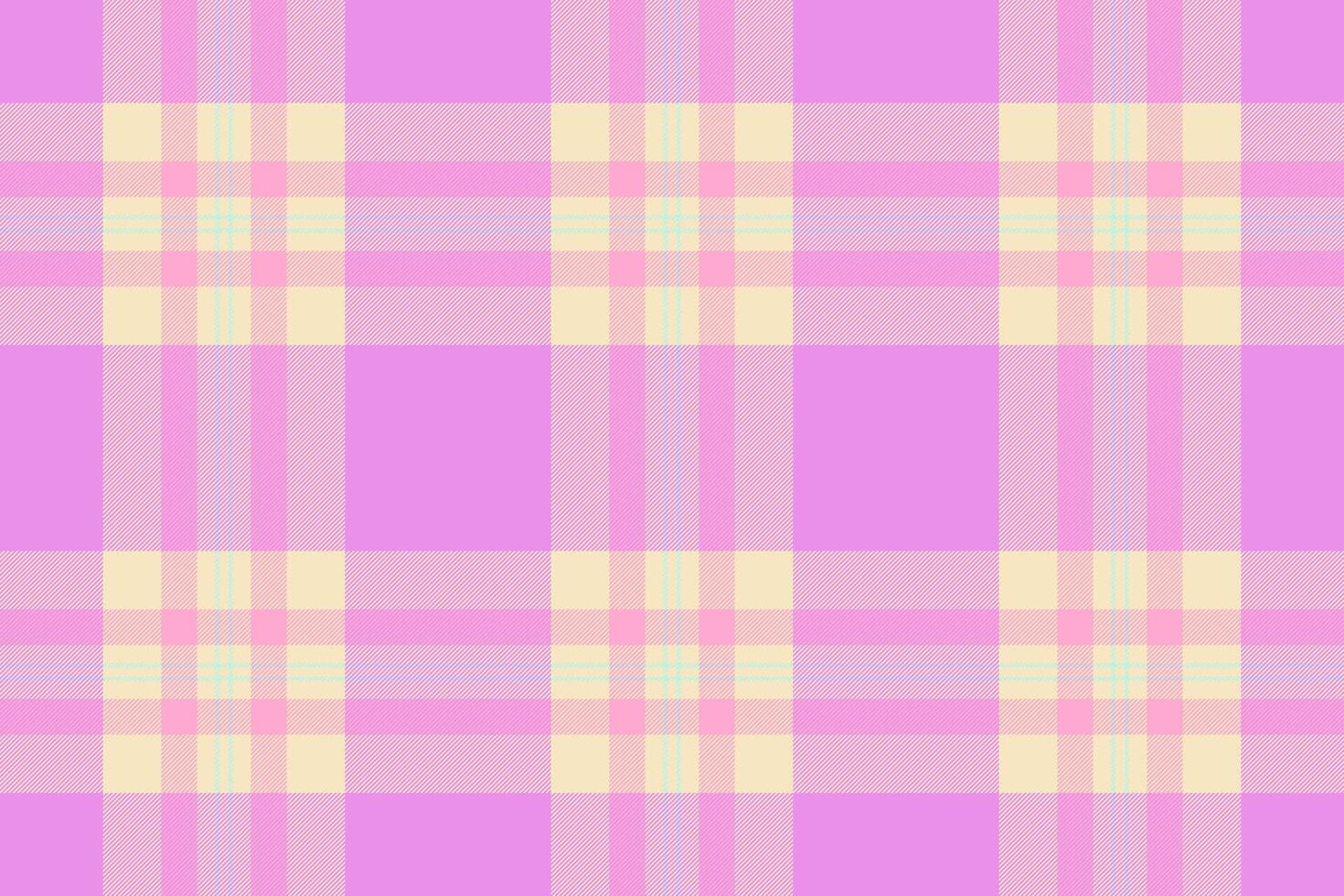 Pastel plaid pattern in pink, yellow and light blue tones. A cozy and cheerful backdrop for designs, textiles, or graphic projects requiring a soft touch. vector