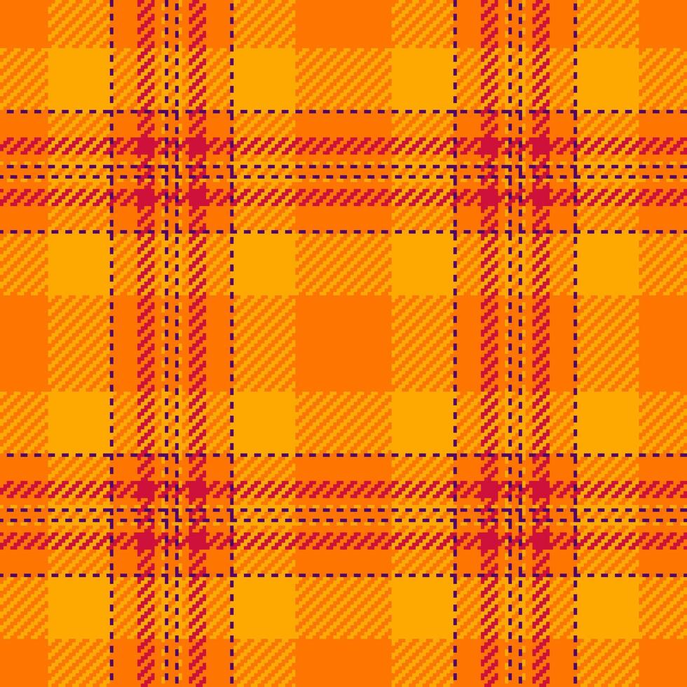 Vibrant orange and red plaid pattern. Perfect for autumnal designs, textile prints, or website backgrounds. This bold, seamless texture evokes warmth and energy. vector