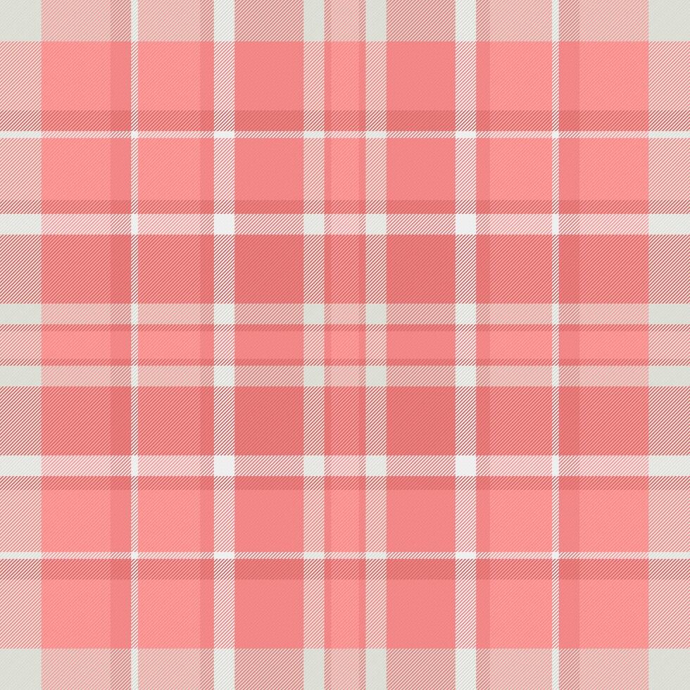 Soft coral and cream plaid pattern. Ideal for textile design, fashion, home decor, and website backgrounds. This delicate, repeating texture evokes feelings of warmth and comfort. vector