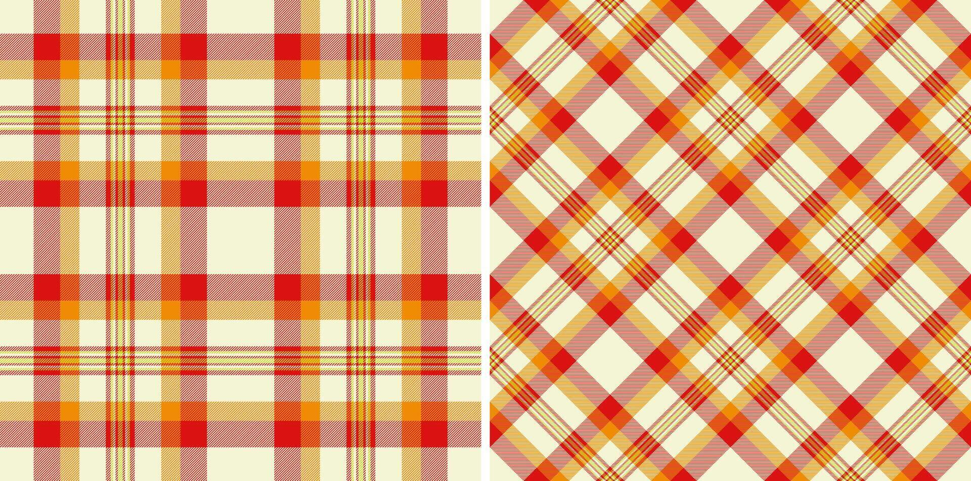 Vibrant red orange plaid patterns. Perfect for textile designs, packaging, website backgrounds, and more. Classic yet modern, these seamless textures offer versatility and visual appeal. vector