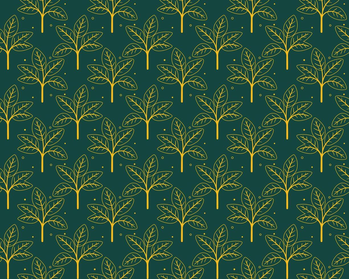 Elegant gold leaf pattern on a deep teal background. Perfect for textile design, wallpaper, or website backgrounds. Sophisticated and minimalist style evokes natures beauty and tranquility. vector